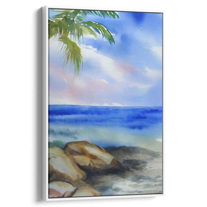 Paradise Palette: Tranquil Tropical Watercolor Landscape