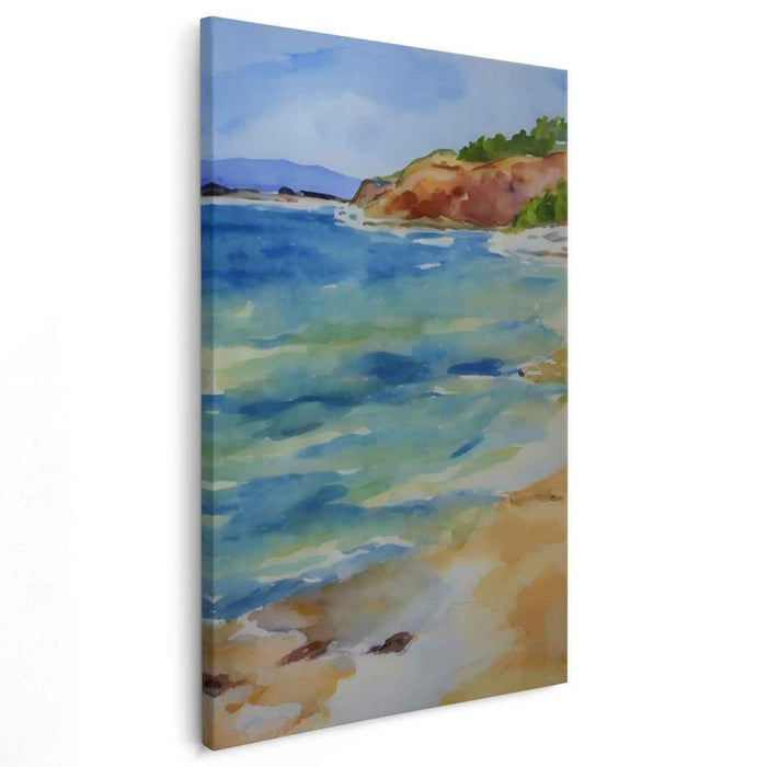 Whispers of Seashell Dreams: Tranquil Beach Watercolor Painting