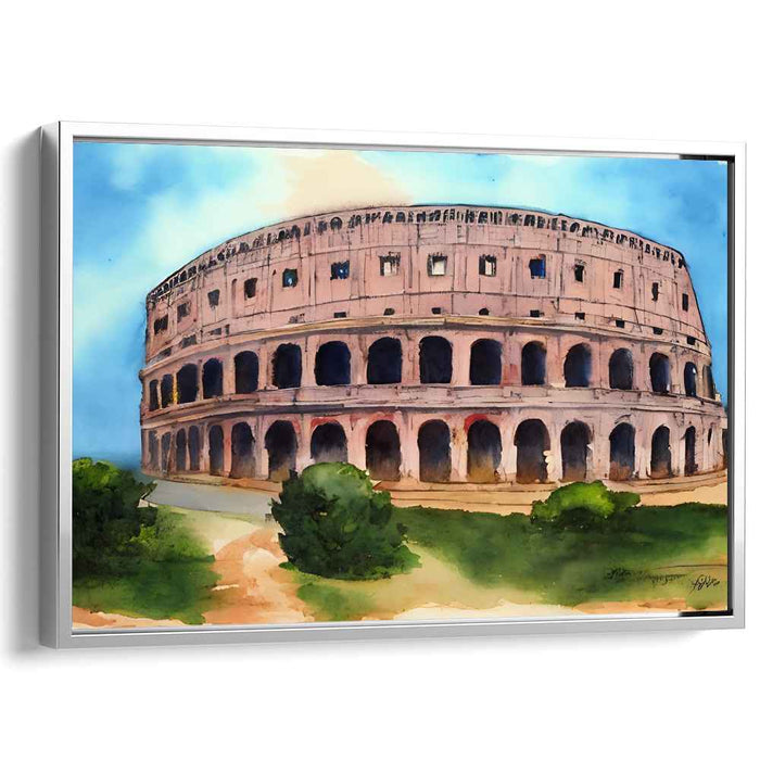 Roman Ruins Watercolor Symphony: Watercolor Impression of the Colosseum