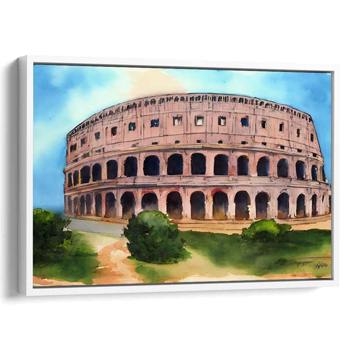 Roman Ruins Watercolor Symphony: Watercolor Impression of the Colosseum