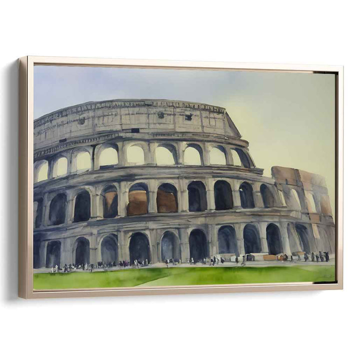 Timeless Arena Impressions: Realistic Watercolor Colosseum Canvas Art Print