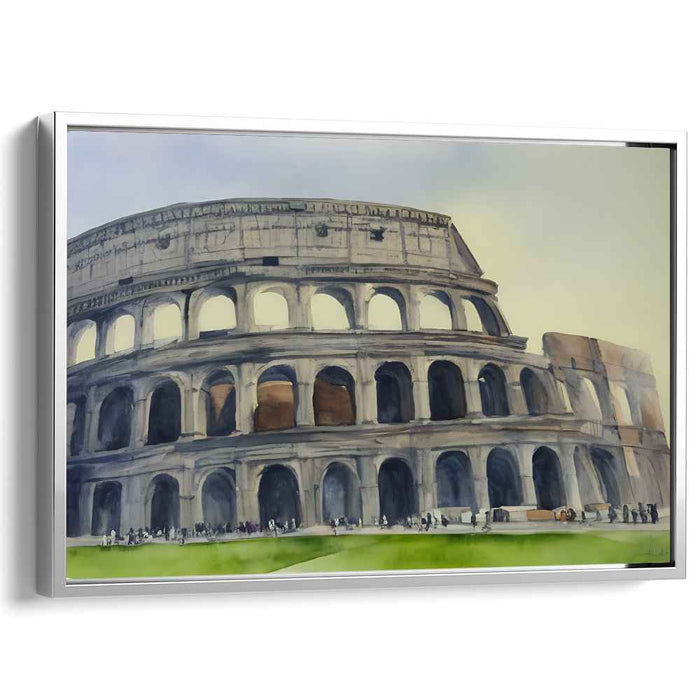 Timeless Arena Impressions: Realistic Watercolor Colosseum Canvas Art Print