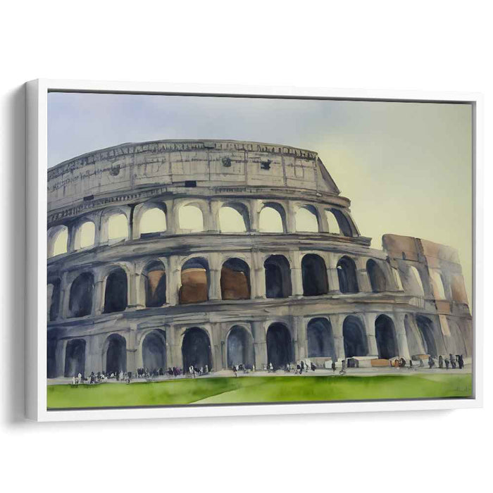 Timeless Arena Impressions: Realistic Watercolor Colosseum Canvas Art Print