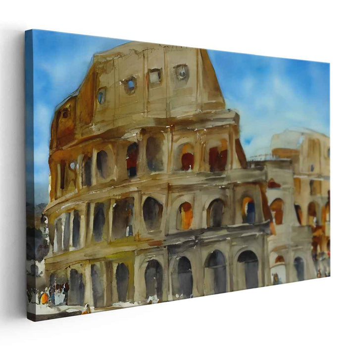 Timeless Rome: Watercolor Colosseum Canvas Art Print