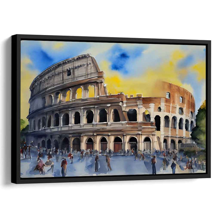 Aqua Colosseum Impressions: Watercolor Colosseum Canvas Art Print