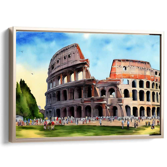 Aquatic Arena Impressions: The Colosseum in Watercolor Glory