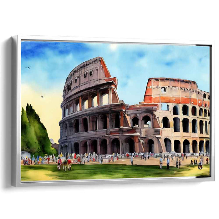 Aquatic Arena Impressions: The Colosseum in Watercolor Glory