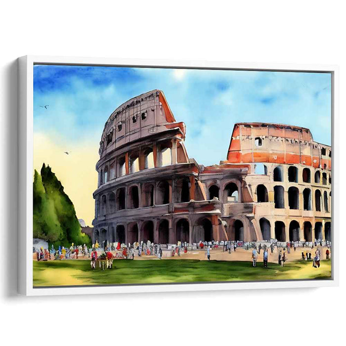 Aquatic Arena Impressions: The Colosseum in Watercolor Glory