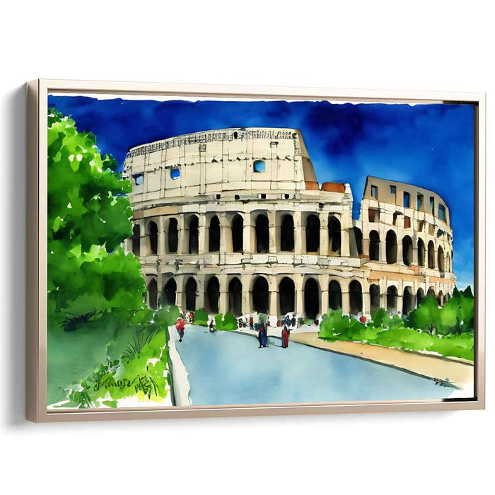 Ink Splatter Dream Colosseum: Lively Watercolor of the Iconic Colosseum