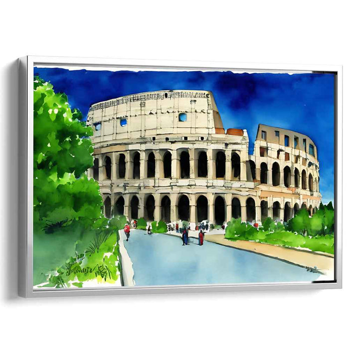 Ink Splatter Dream Colosseum: Lively Watercolor of the Iconic Colosseum