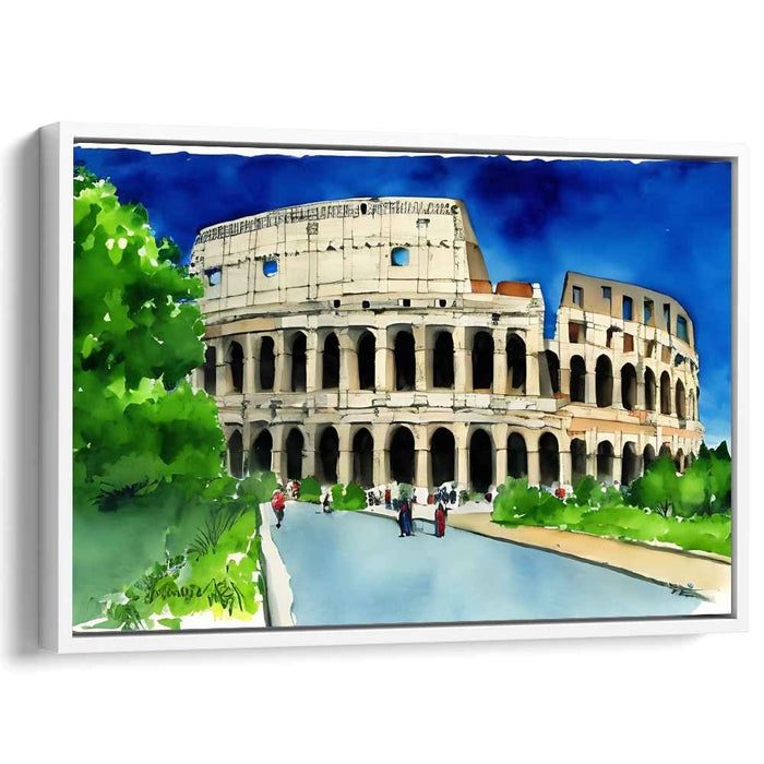 Ink Splatter Dream Colosseum: Lively Watercolor of the Iconic Colosseum