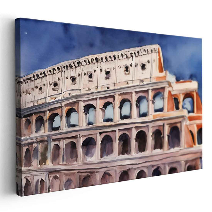Aquatic Arena Elegance: Watercolor Colosseum Canvas Art Print