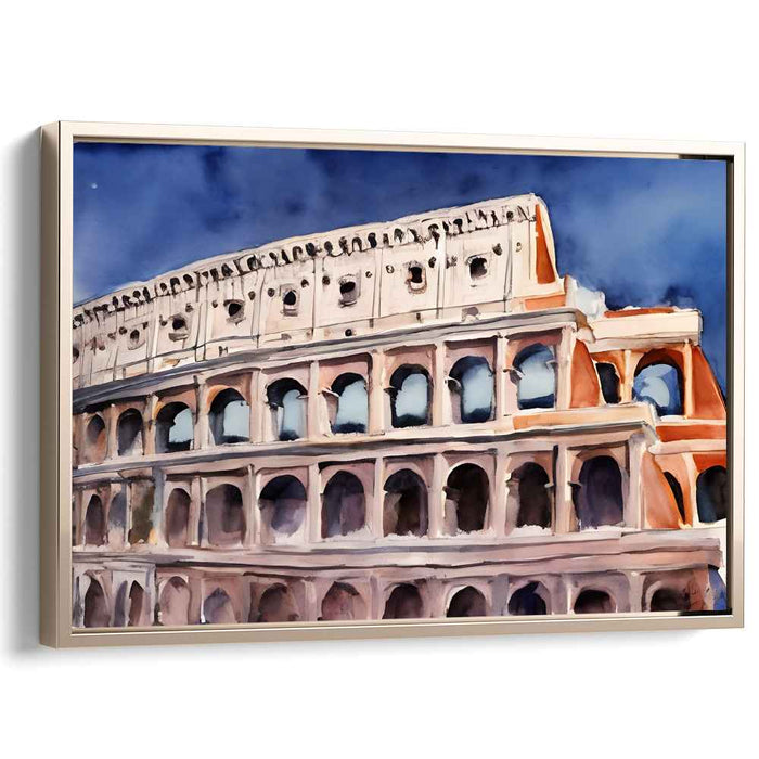 Aquatic Arena Elegance: Watercolor Colosseum Canvas Art Print