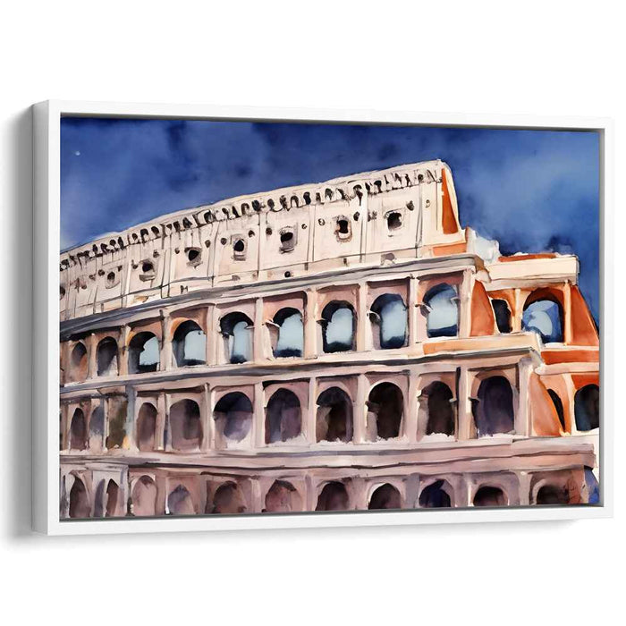 Aquatic Arena Elegance: Watercolor Colosseum Canvas Art Print