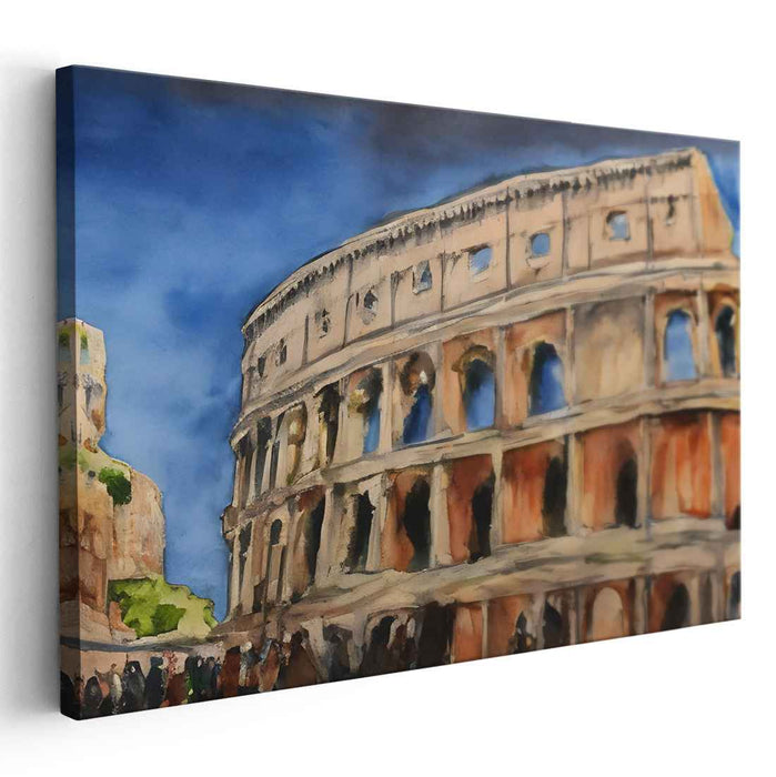 Spectra Structures: Watercolor Colosseum Canvas Art Print