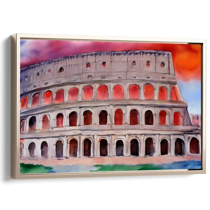 Roman Impressions: Watercolor Colosseum Canvas Art Print