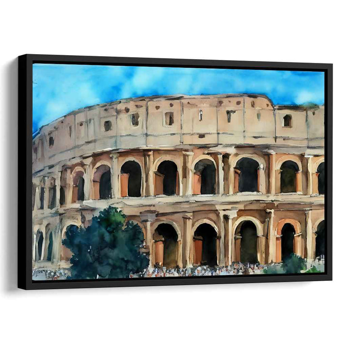 Ancient Echoes in Hues: Watercolor of the Colosseum