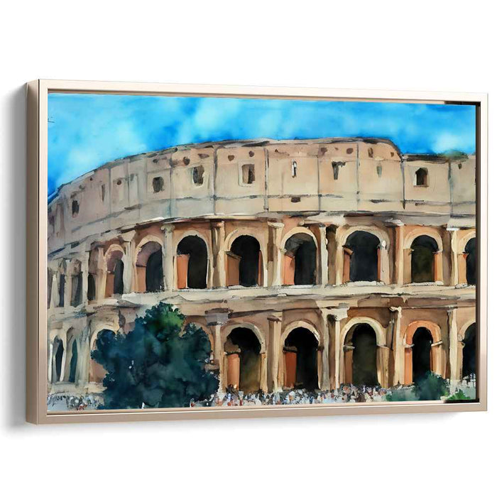 Ancient Echoes in Hues: Watercolor of the Colosseum