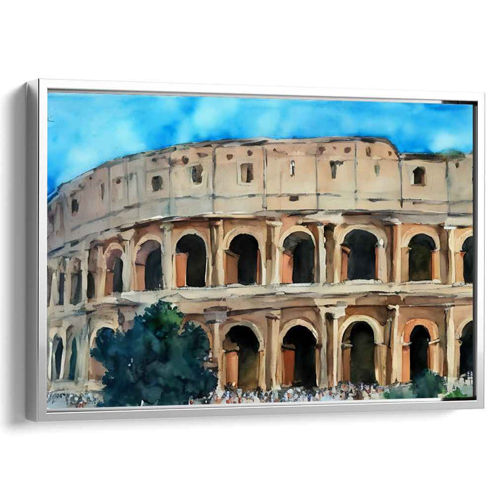 Ancient Echoes in Hues: Watercolor of the Colosseum