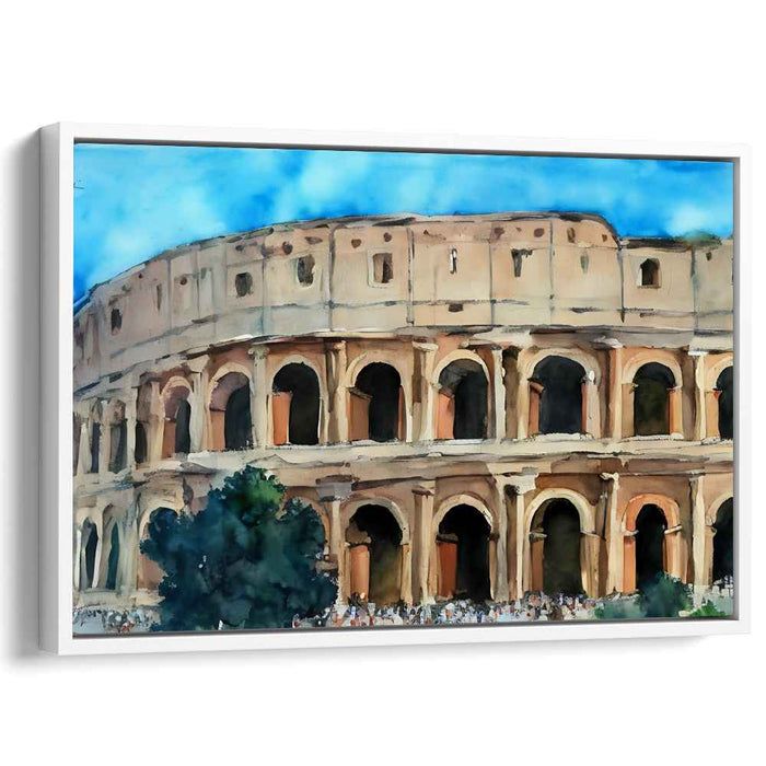 Ancient Echoes in Hues: Watercolor of the Colosseum