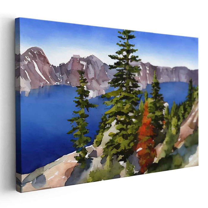 Aqua Horizon Impressions: Watercolor Landscape Canvas Art Print