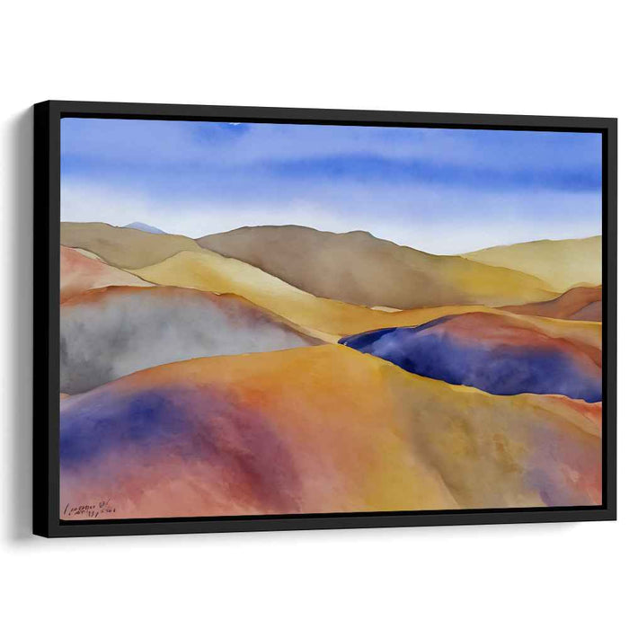 Melodic Echoes: Watercolor Landscape of Rolling Hills