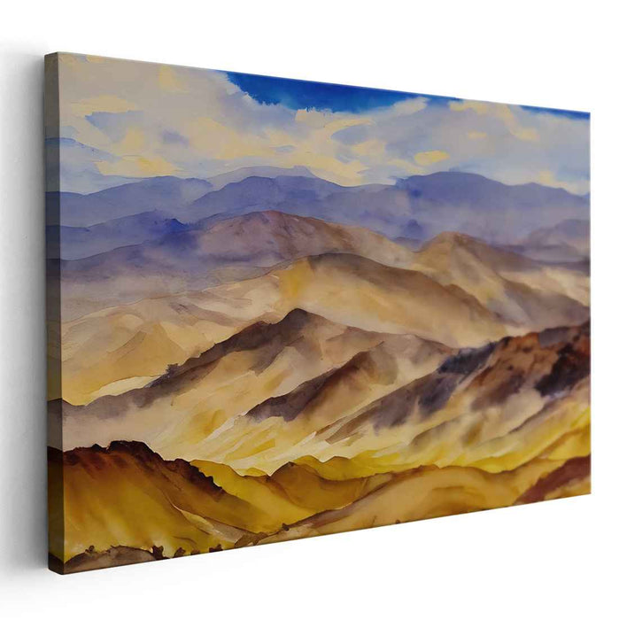 Desert Mirage Peaks: Watercolor Mountainous Desert Landscape