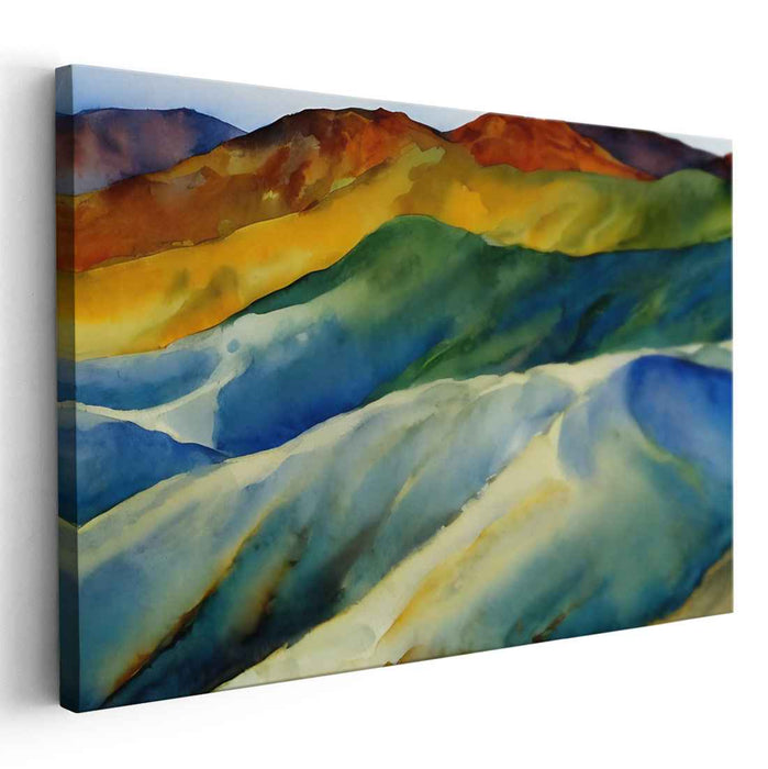 Liquid Horizon Mirage: Watercolor Landscape Canvas Art Print