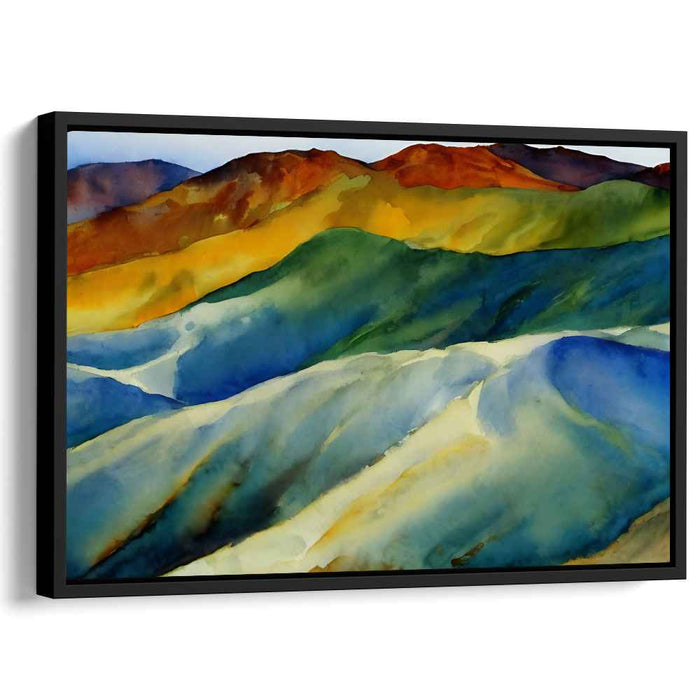 Liquid Horizon Mirage: Watercolor Landscape Canvas Art Print
