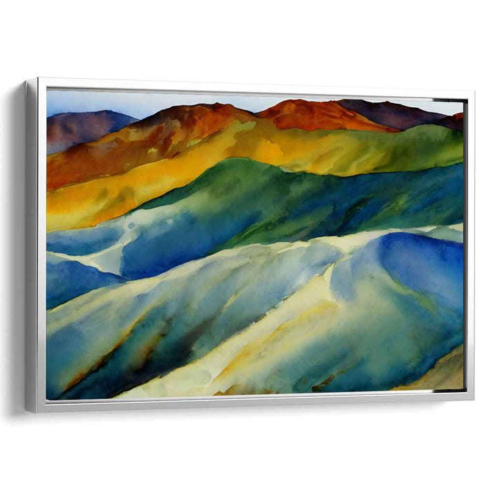 Liquid Horizon Mirage: Watercolor Landscape Canvas Art Print