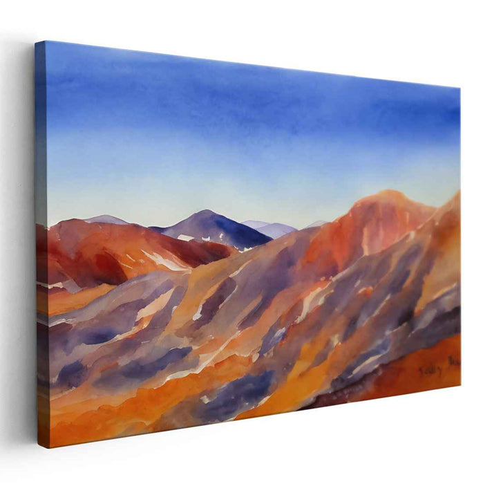 Misty Horizon Peaks I: Watercolor Landscape of Mountain Ridges