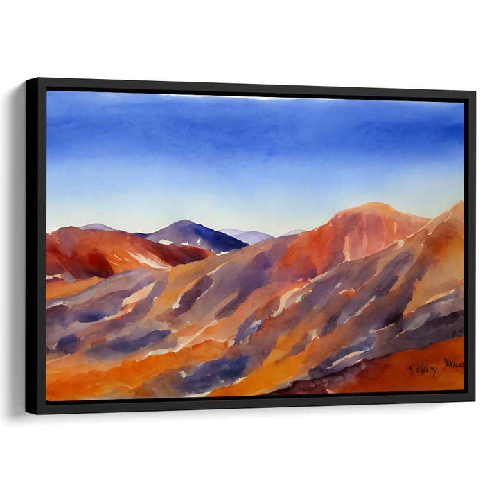 Misty Horizon Peaks I: Watercolor Landscape of Mountain Ridges