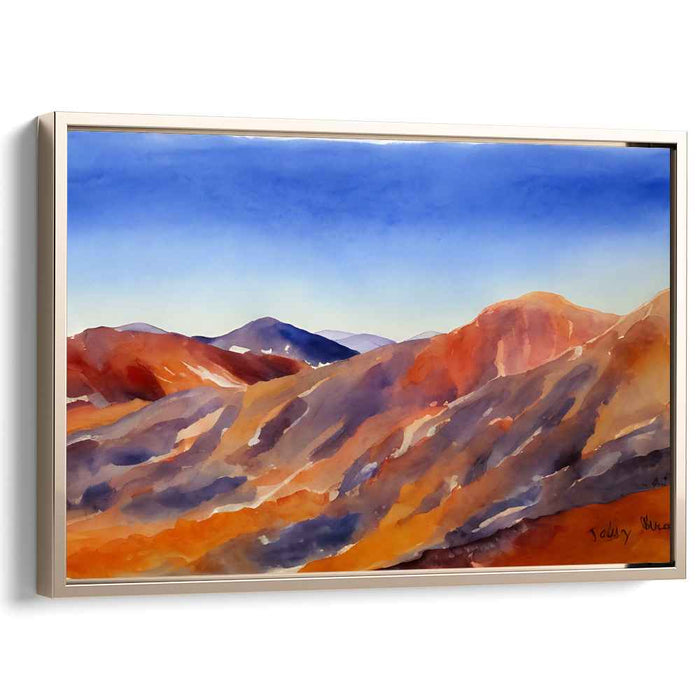 Misty Horizon Peaks I: Watercolor Landscape of Mountain Ridges