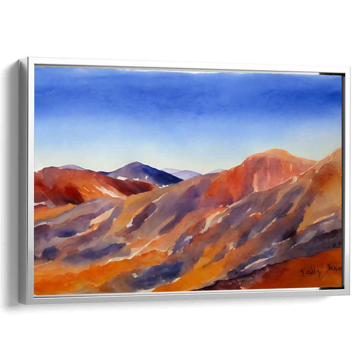 Misty Horizon Peaks I: Watercolor Landscape of Mountain Ridges