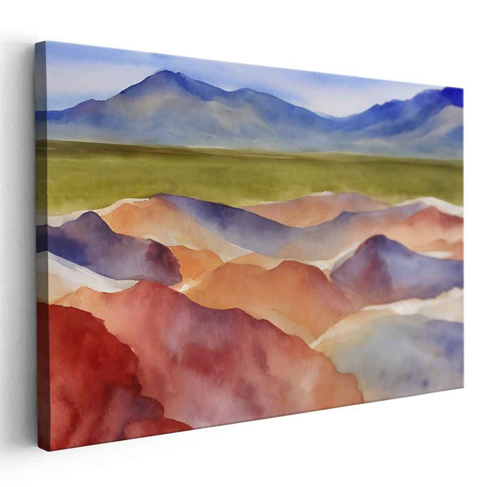 Serenity in Layers: Watercolor Mountain Vista