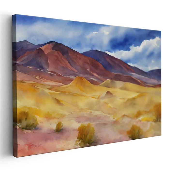 Mirage Oasis Whispers: Serene Desert Watercolor Landscape