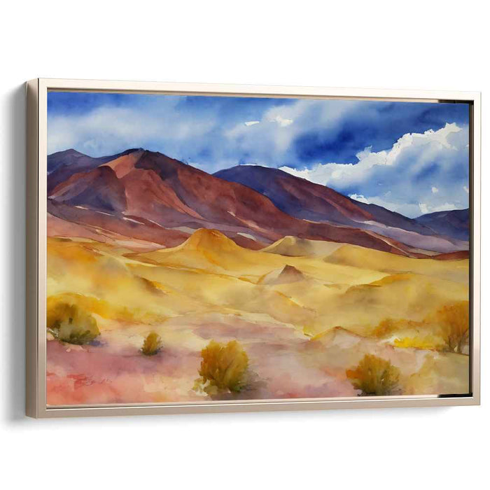 Mirage Oasis Whispers: Serene Desert Watercolor Landscape