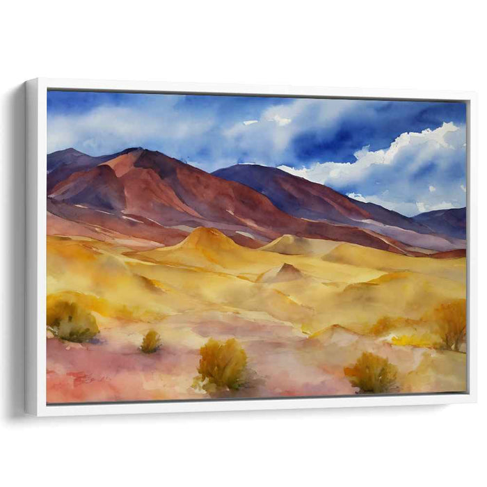 Mirage Oasis Whispers: Serene Desert Watercolor Landscape