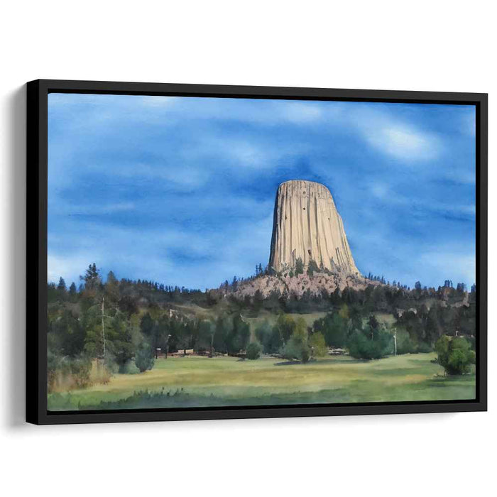 Monolith's Whispering Shadow: Serene Landscape with Towering Monolith Canvas Art