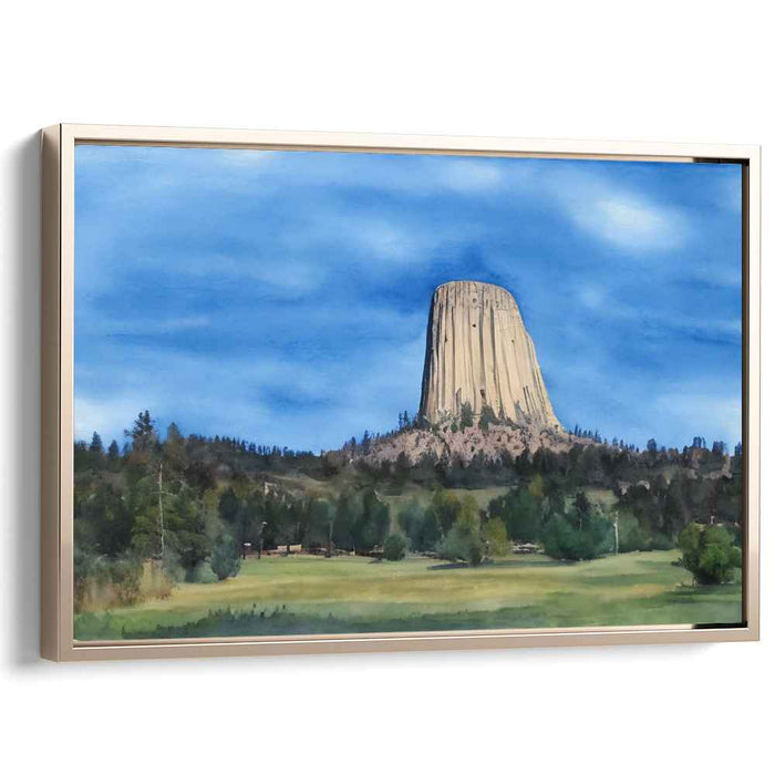 Monolith's Whispering Shadow: Serene Landscape with Towering Monolith Canvas Art