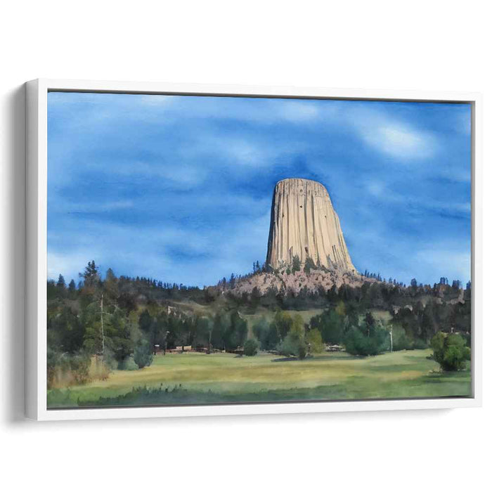 Monolith's Whispering Shadow: Serene Landscape with Towering Monolith Canvas Art