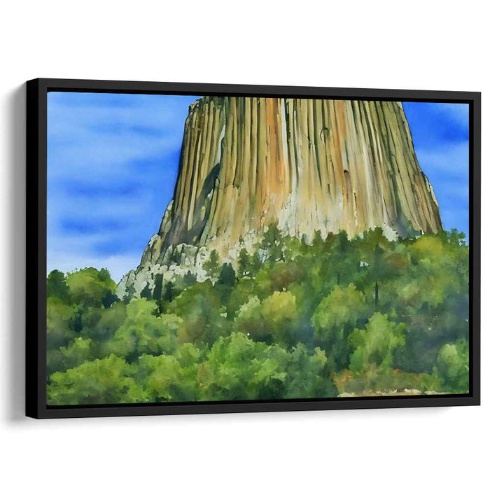 Echoing Heights Among Green Canopy: Towering Rock Formation Over Verdant Forest