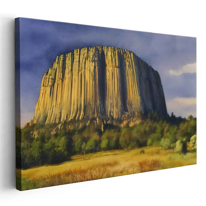 Ethereal Sunlit Valley: Golden Glow Landscape Canvas Art Print