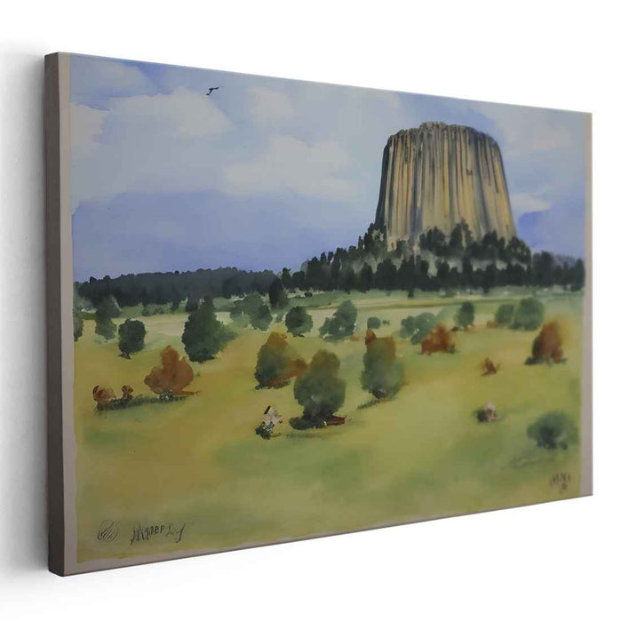 Ethereal Monoliths Amongst Silence: Serene Landscape with Towering Rock Formation