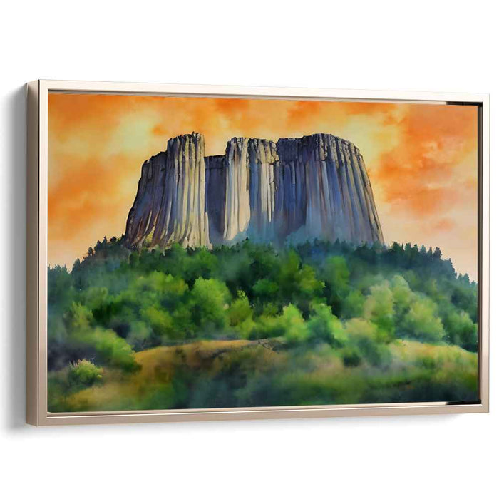 Verdant Dusk Canopy: Sunset Over Verdant Forest Canvas Art Print