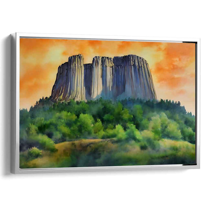 Verdant Dusk Canopy: Sunset Over Verdant Forest Canvas Art Print