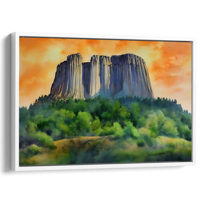 Verdant Dusk Canopy: Sunset Over Verdant Forest Canvas Art Print