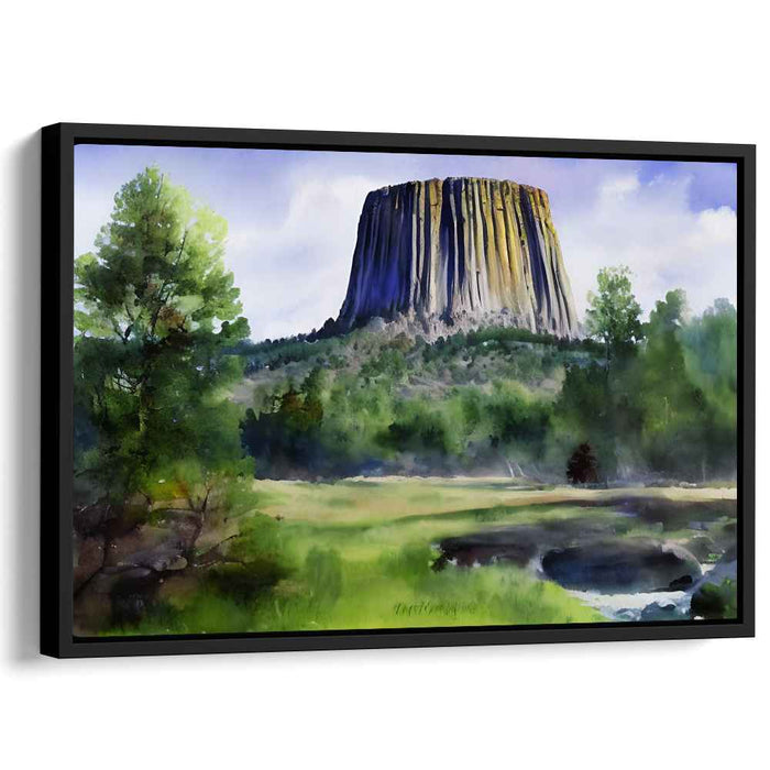 Ethereal Monolith Mirage: Serene Landscape with Towering Rock Formation