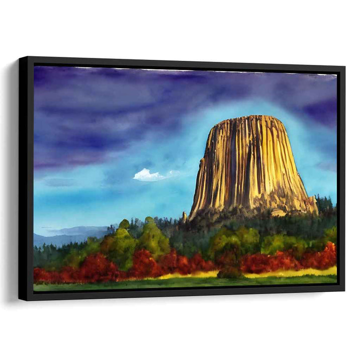 Iconic Earth's Embrace: Serene Landscape with Monumental Rock Canvas Art Print