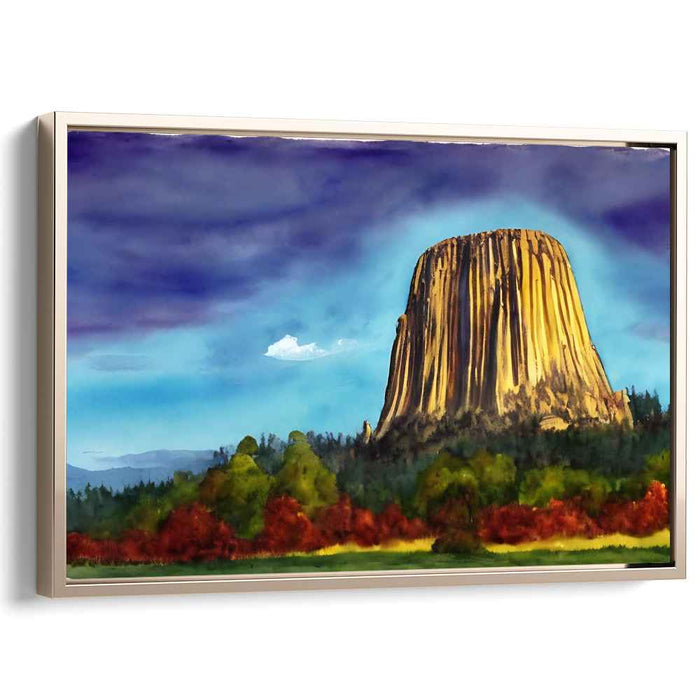 Iconic Earth's Embrace: Serene Landscape with Monumental Rock Canvas Art Print